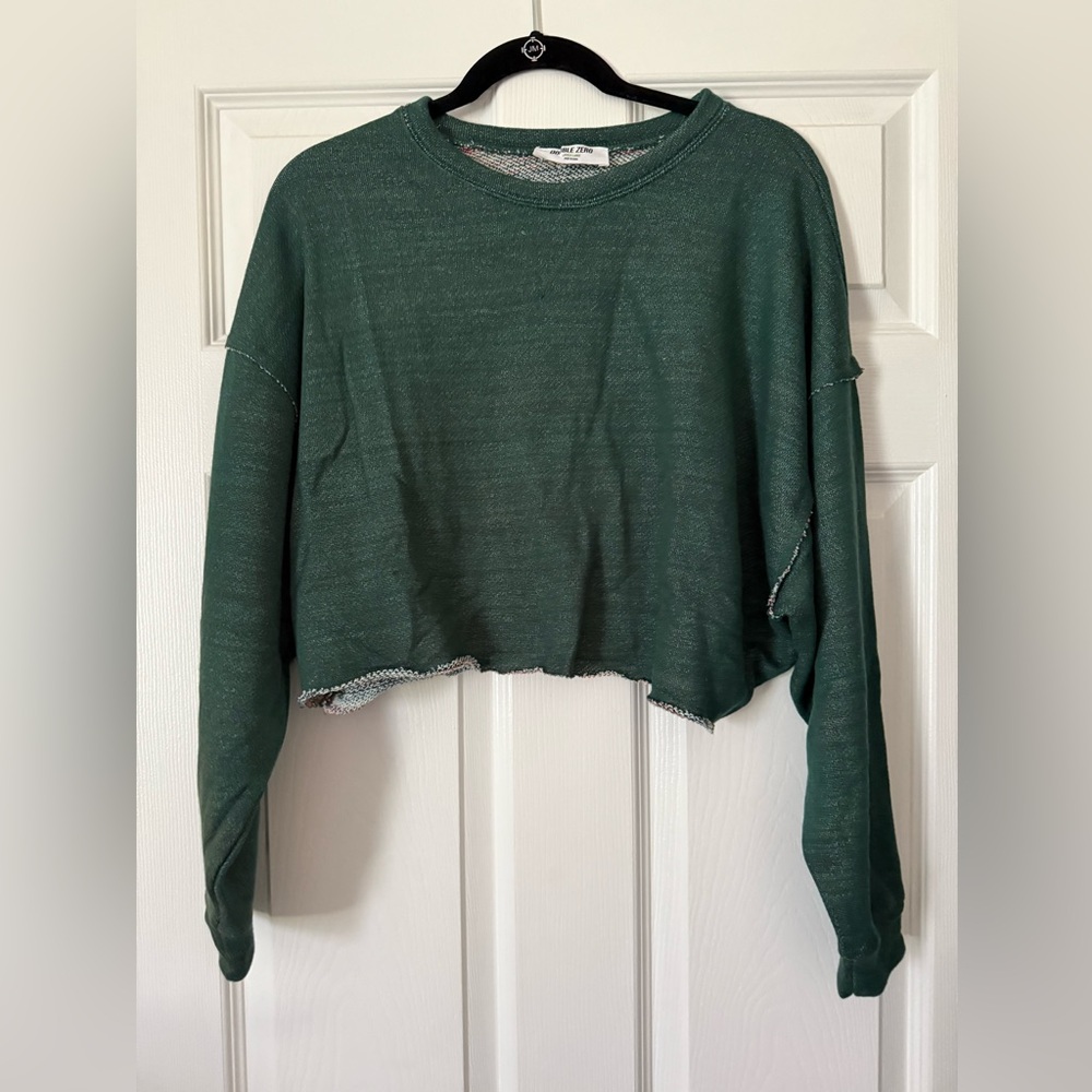 Double Zero Forest Green Long Sleeve Crop Top - Picture 6 of 6